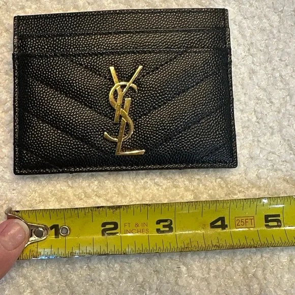 Yves Saint Laurent Black Card Holder with Gold Logo - Picture 3 of 4